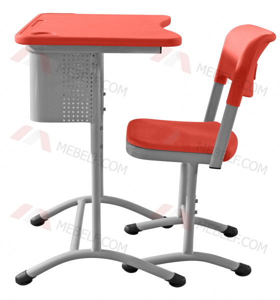 Школьный стол с перфорированным экраном ШСТ13 и стул ШС01, оранжевый