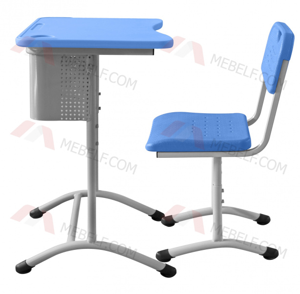 Школьный стол с перфорированным экраном ШСТ13 и стул ШС02, синий