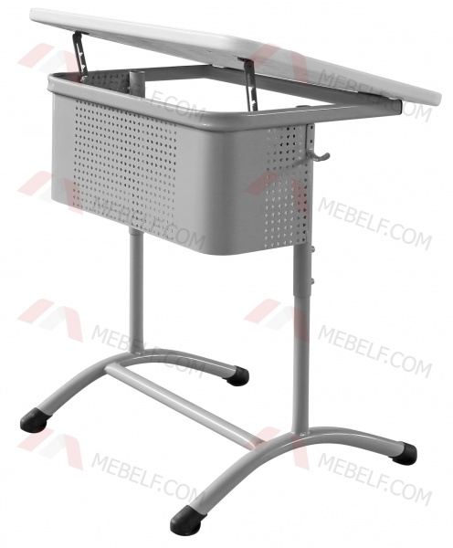 Школьный одноместный стол с наклонной пластиковой столешницей ШСТ15, белый