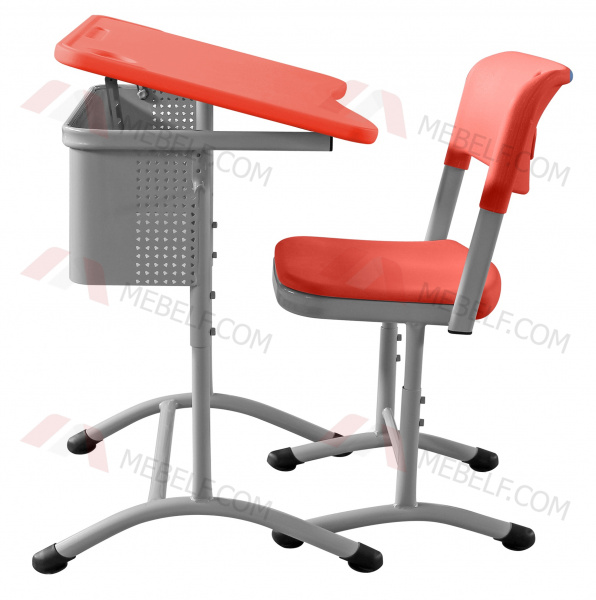 Школьный стол с наклонной столешницей ШСТ15 и стул ШС01, оранжевый