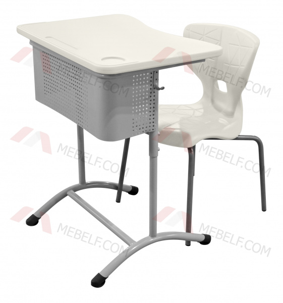 Школьный стол с перфорированным экраном ШСТ13 и стул ШС11, белый