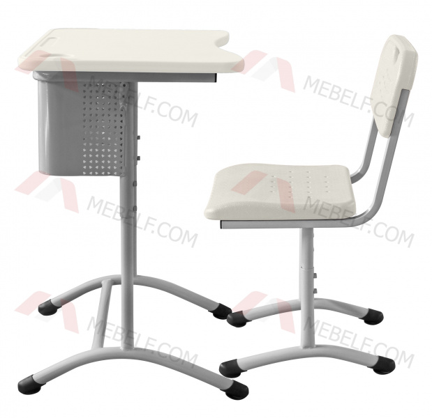 Школьный стол с перфорированным экраном ШСТ13 и стул ШС02, белый
