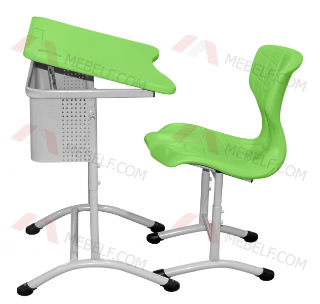 Школьный стол с наклонной столешницей ШСТ15 и школьный стул ШС10, зеленый