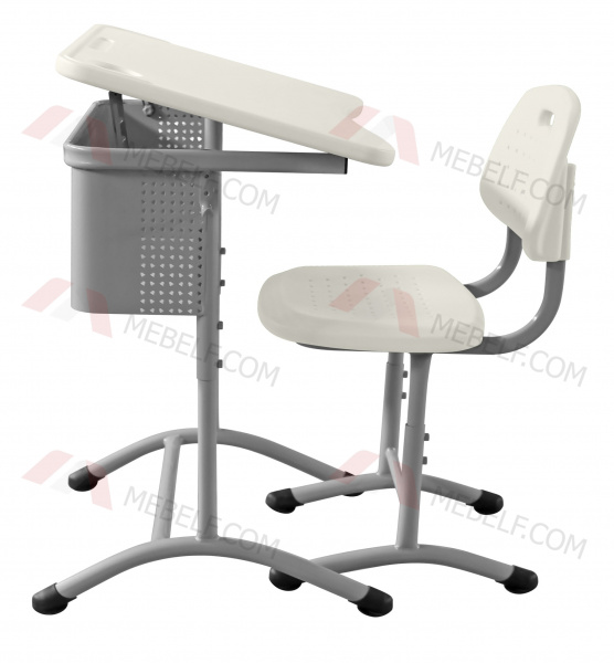 Школьный стол с наклонной столешницей ШСТ15 и стул ШС03, белый