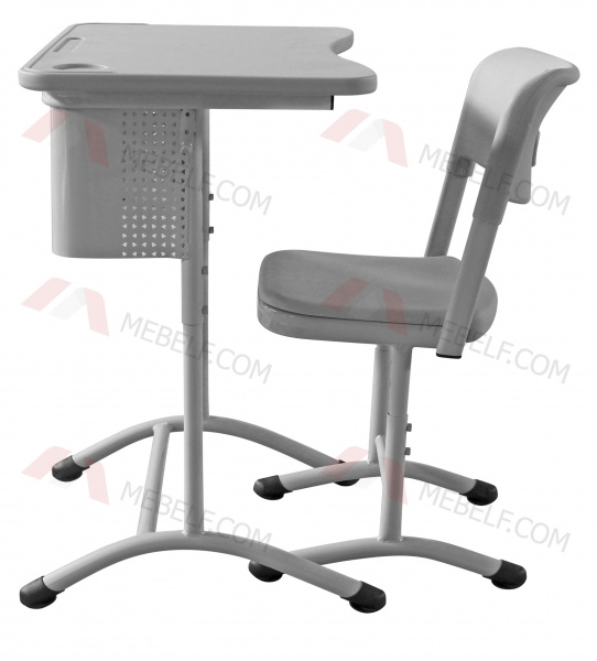 Школьный стол с перфорированным экраном ШСТ13 и стул ШС01, серый